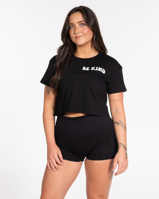 Be Kind Crop Tee - Black