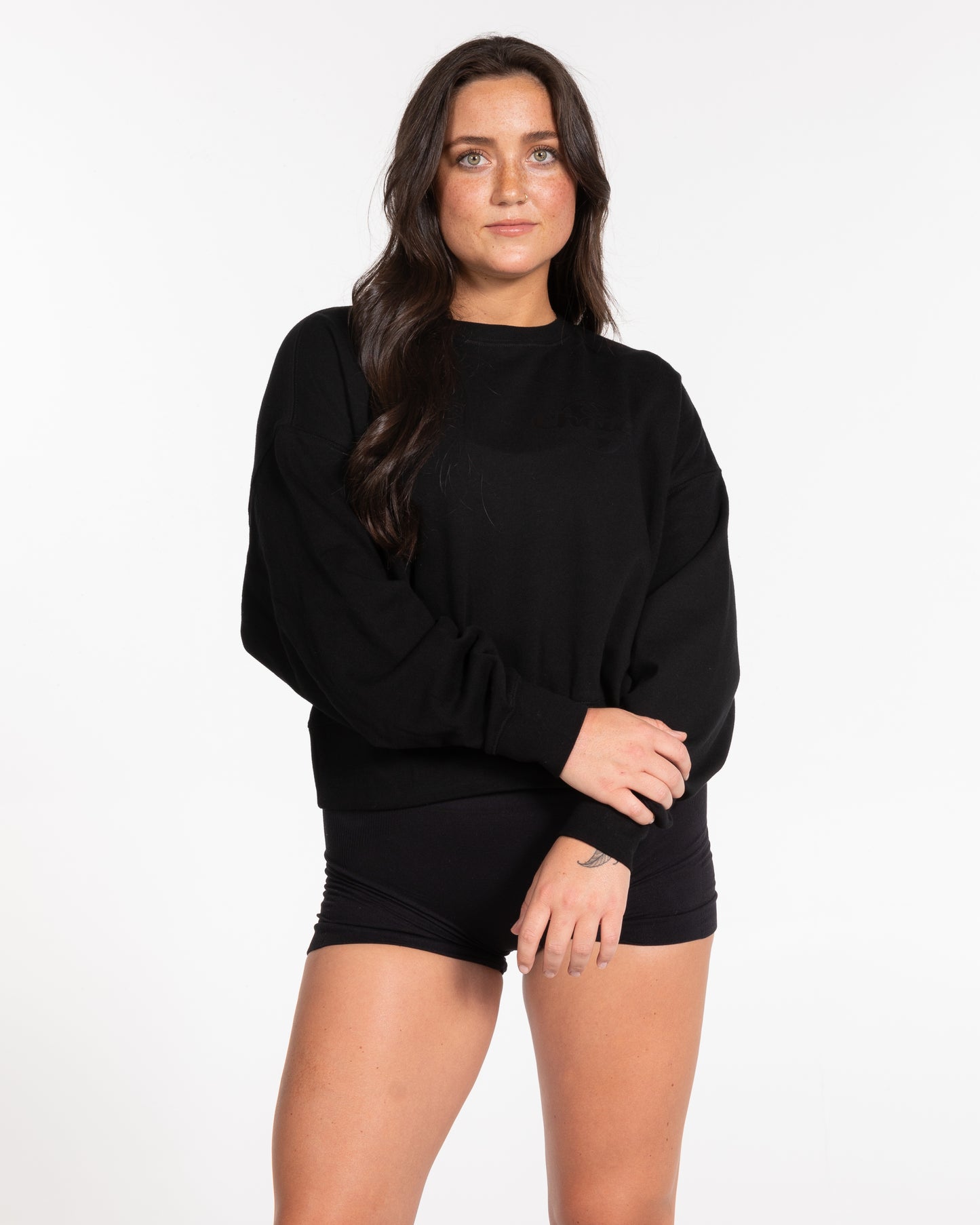 Logo Crop Crewneck - Black