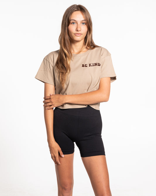 Be Kind Crop Tee - Toast