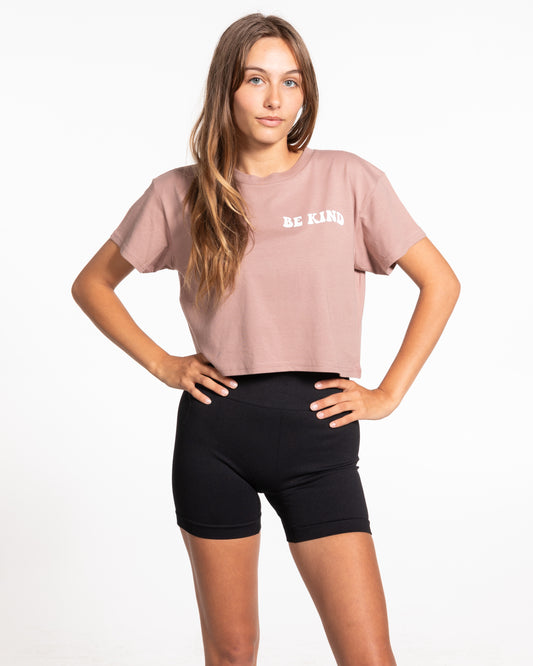 Be Kind Crop Tee - Clay