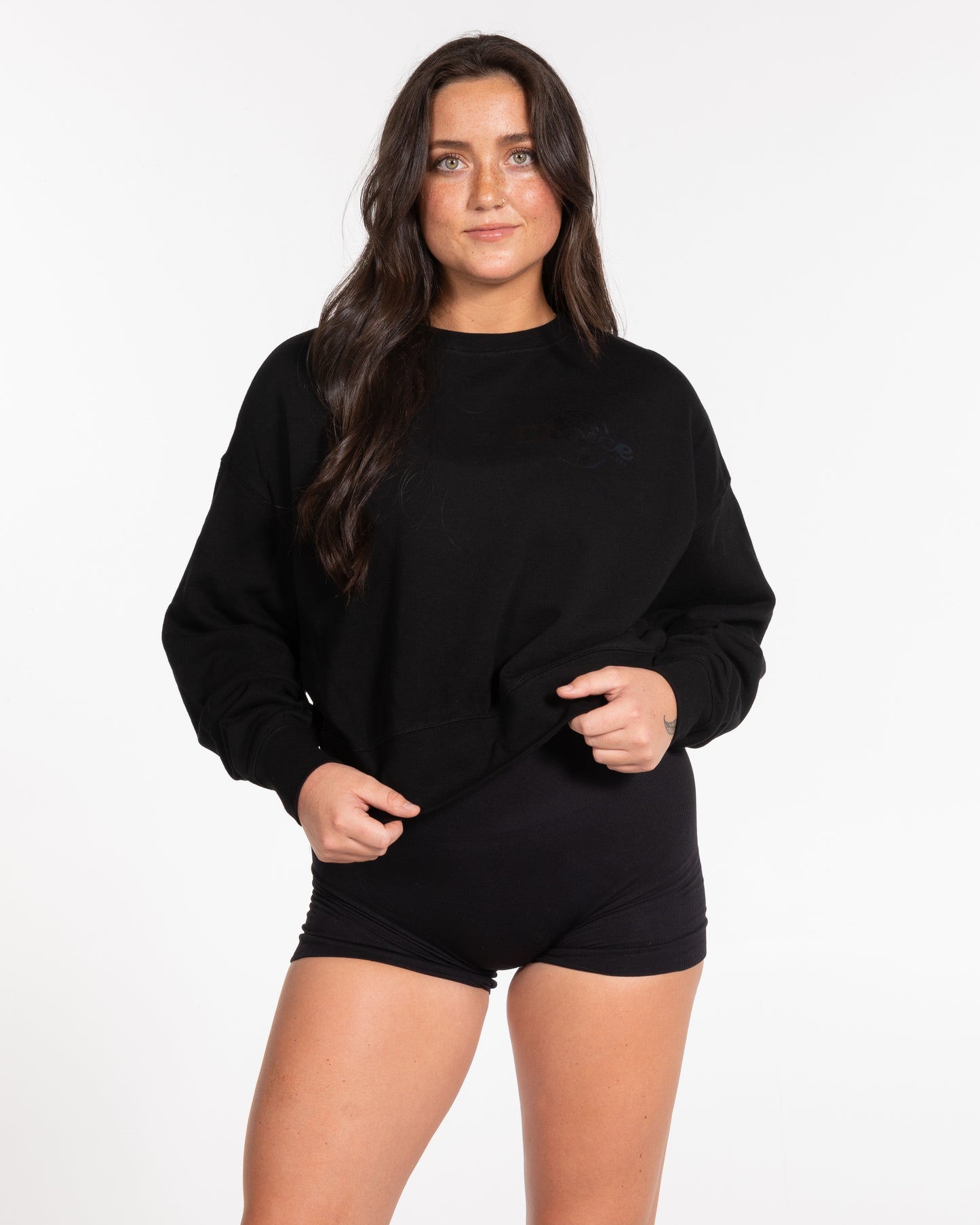 Logo Crop Crewneck - Black